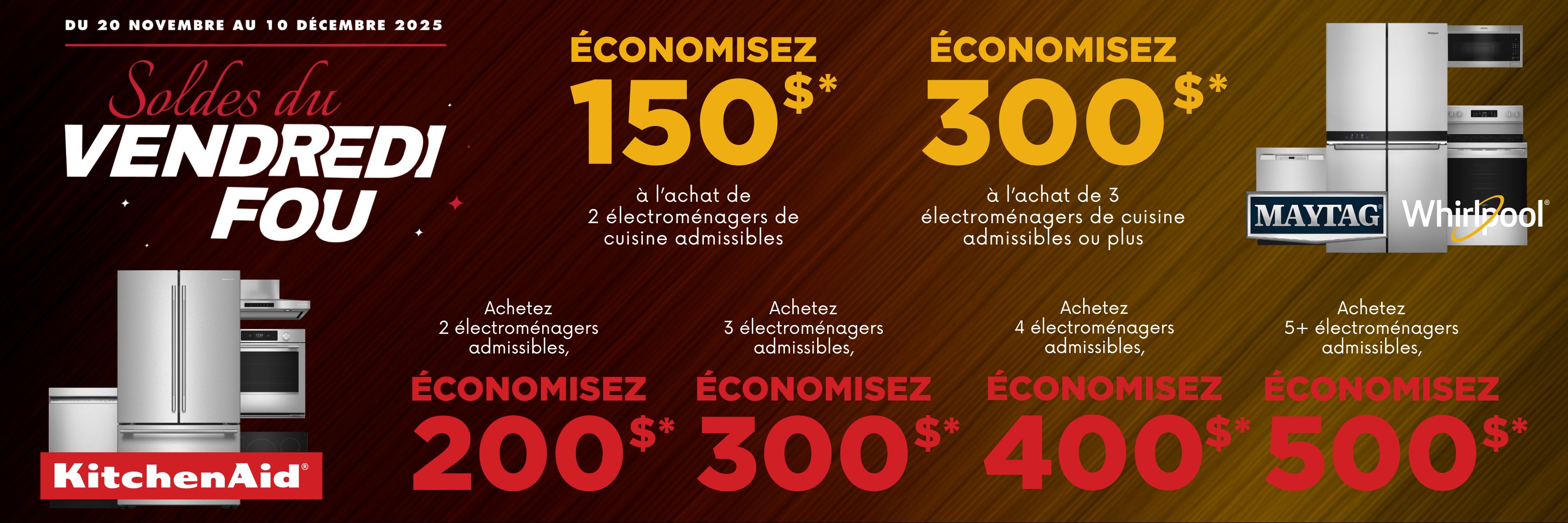 Promotion électroménagers KitchenAid/Whirlpool/Maytag